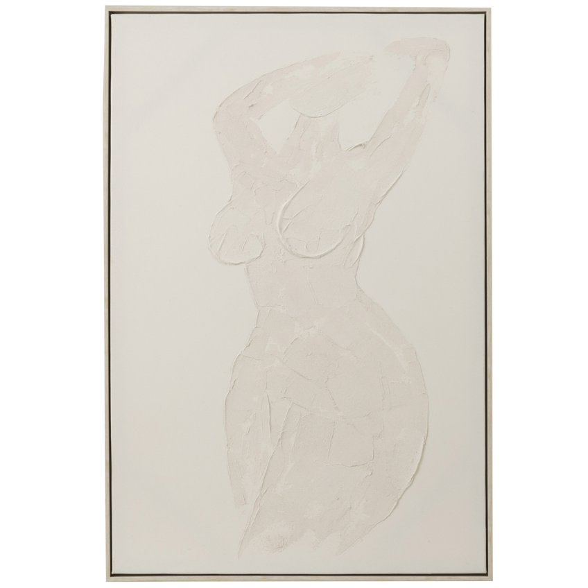 Bílý abstraktní obraz J-line Curvy 90 x 60 cm