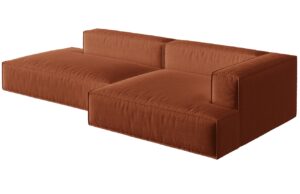 Cihlově oranžová čalouněná rohová pohovka MICADONI Nuria 312 cm
